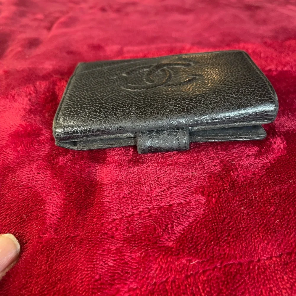 Chanel Black Caviar Leather Double Compact Wallet Vintage Gorgeous Condition - Picture 8 of 15